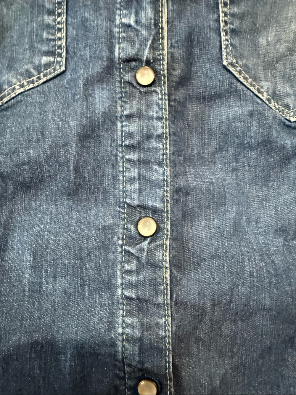 Z1975 Denim XS Blue Chambray Pearl Snap Western Shirt Stretch Fitted - Picture 4 of 4